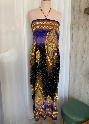Robe bohème longue dos nu lien à nouer au cou taille :38, merk: sans marque, staat: Heel goed, maat: M / 38 / 10, € 6,00, € 7,00 inclusief Kopersbescherming
