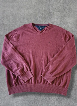 Pull homme Tommy Hilfiger rouge bordeaux col V logo brodé 100% coton - XXL, brand: Tommy Hilfiger, condition: Very good, size: XXL, €21.00, €22.75 includes Buyer Protection