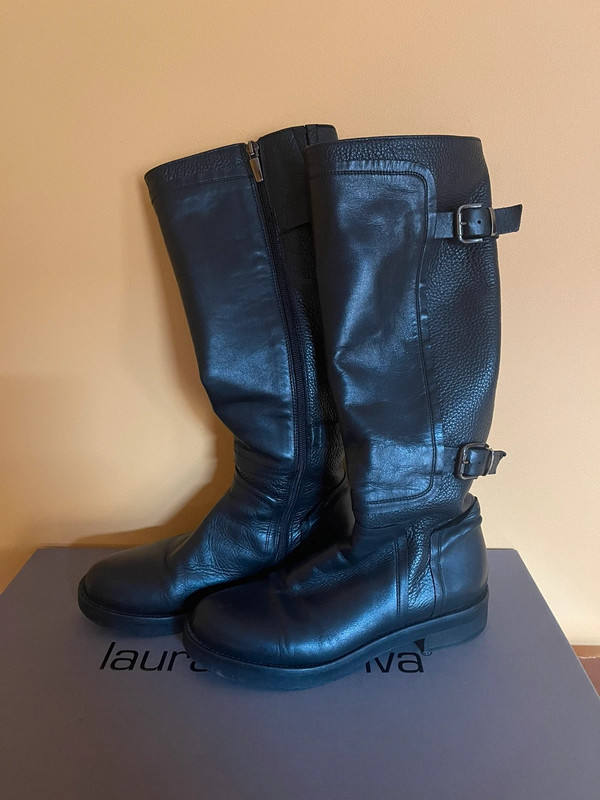 Laura Bellariva ilgaauliai juodi odiniai pašiltini batai 1