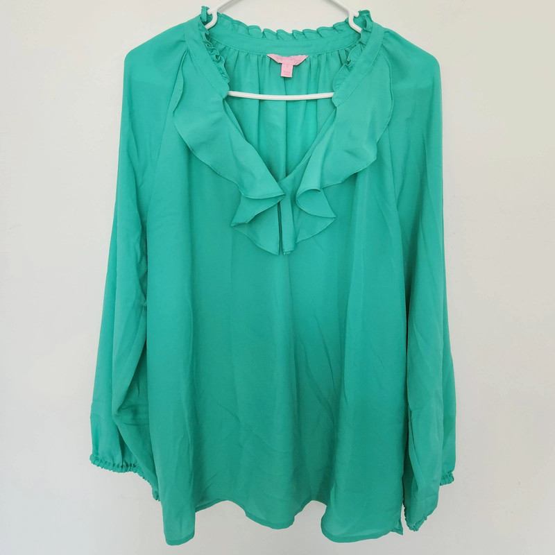 Lilly Pulitzer Ruffle Mint Blouse L 1