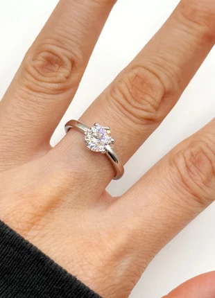 S925 Silver Six-Prong Zircon Ring - Timeless Sparkle, Adjustable & Gift-Ready, condition: Very good, size: Adjustable, £4.50, £5.43 includes Buyer Protection Pro