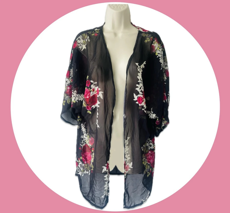 Black Floral kimono/coverall 1
