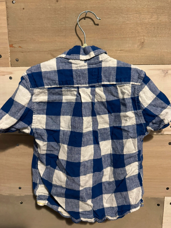 2T Mini Boden Blue Checkered Short Sleeve Shirt 2