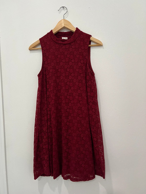 Dark Red Lace Dress 1