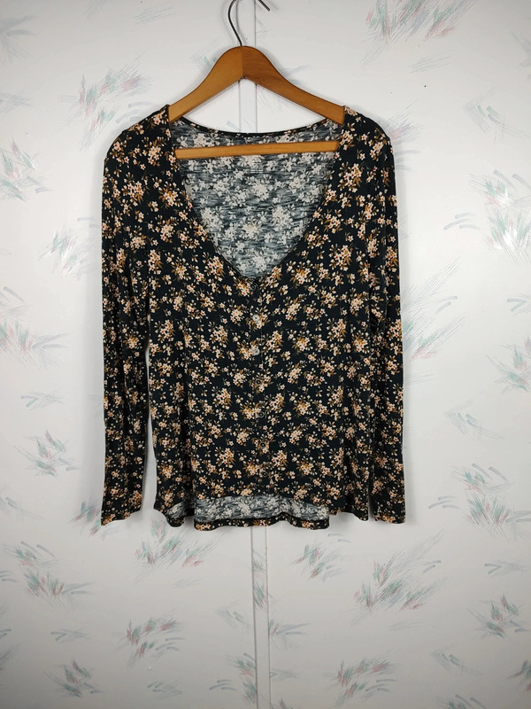 American Eagle Soft Sexy Slub Floral Top 1