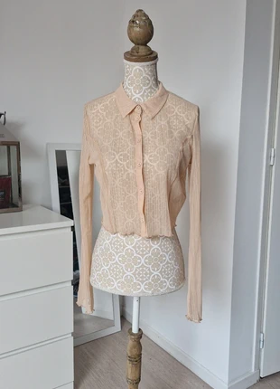 Chemise transparente Undiz beige – Taille M – Haut mesh motifs, manches longues, marque: Undiz, état: Neuf sans étiquette, taille: M / 38 / 10, 7,99 €, 9,09 € Protection acheteurs incluse