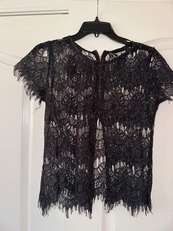 Sexy black lace city girl blouse zippered shirt 1