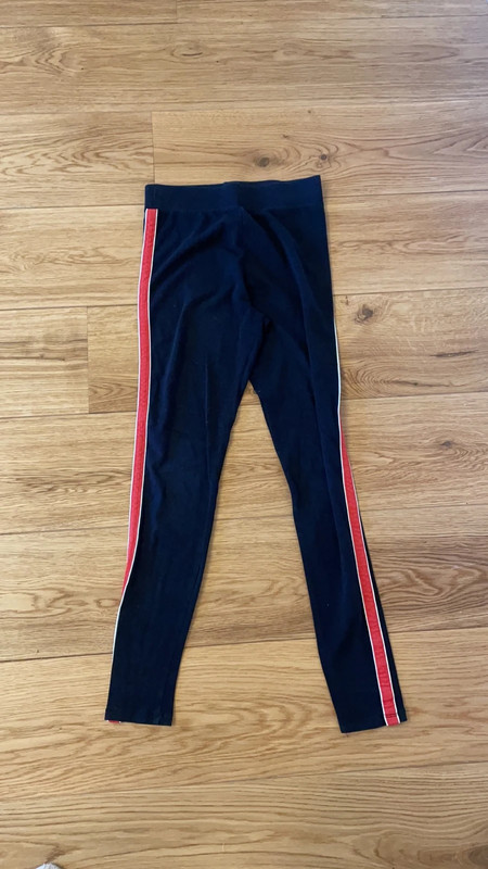 Black leggings with red clearance stripe