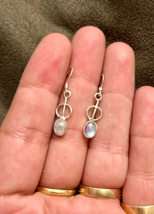 Boucles d’oreilles pendantes en argent massif et pierre de lune, brand: Argent, condition: Very good, €23.95, €25.85 includes Buyer Protection Pro