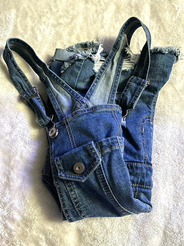 Distressed Denim Jean Overall Jumpsuit Romper 5