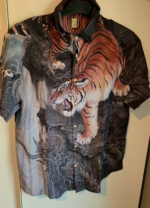 Chemise ombre tigre dragon chinois japon manga, noir et blanc orange taille M, brand: Chemise ombre tigre dragon chinois japon manga, no, condizioni: Ottime, taglia: M, €23.00, €24.85 include la Protezione acquisti