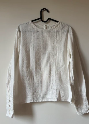 Blouse blanche à motifs brodés, marque: Intemporel, état: Neuf sans étiquette, taille: M / 38 / 10, 5,00 €, 5,95 € Protection acheteurs incluse