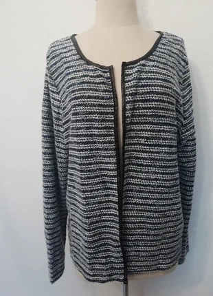 Veste pull rayée noire, bleue et blanche avec fil métallique argenté, marke: In Extenso, zustand: Sehr gut, größe: XL / 42 / 14, 3,00 €, 3,85 € inklusive Vinted-Käuferschutz