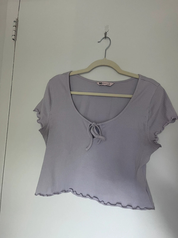 Purple Keyhole Lettuce Crop T-Shirt - SO 1