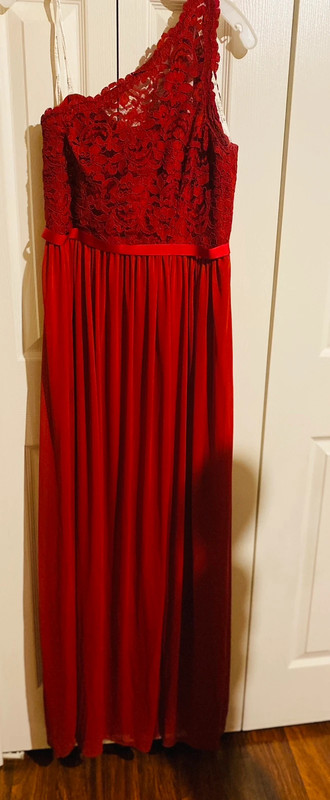 Red one  shoulder maxi dress 5