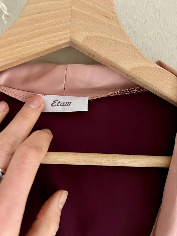 Peignoir satiné bicolore Etam – violet & rose clair - photo numéro 4