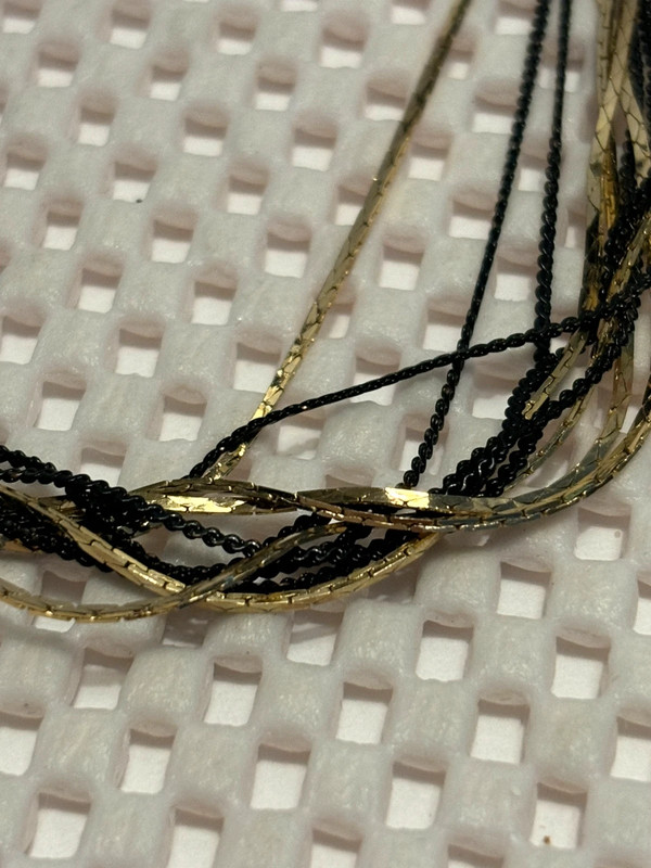 Gold & Black Tone Multi Strand Necklace 17” 4