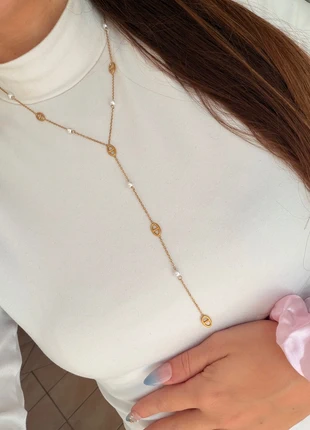 Collier 70 Y sautoir maille marine perles tendance acier inoxydable, marca: Tendance, estado: Muito bom, €10.00, €11.20 inclui Proteção do Comprador Pro