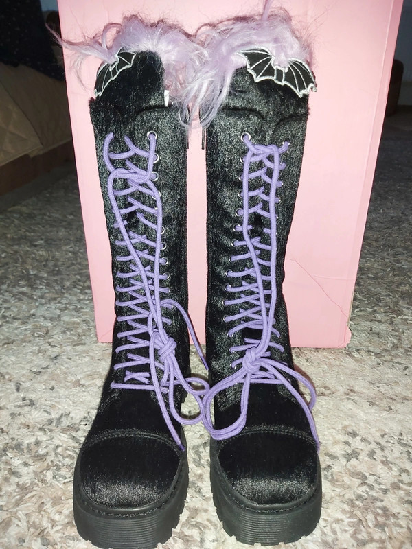 RARE New and unworn Sugar Thrillz velvet bat combat boots Vinted