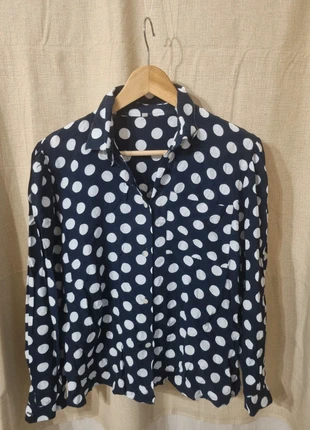 Camicia donna blu navy a pois, taglia M IT 44, maniche lunghe, stile casual elegante, état: Très bon état, taille: M / 38 / 10, 1,20 €, 1,96 € Protection acheteurs incluse