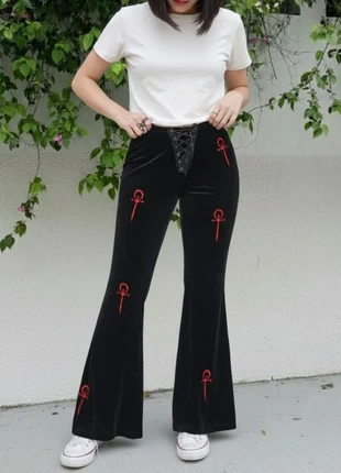 Pantalon legging pattes d’éléphant gothique 469 taille haute, marque: monarq, état: Très bon état, taille: S / 36 / 8, 32,90 €, 35,25 € Protection acheteurs incluse