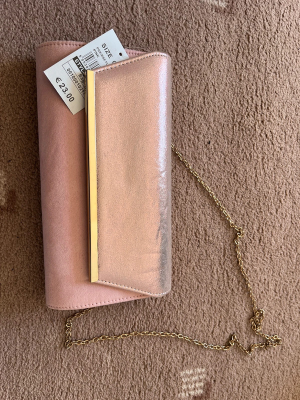 Quiz rose gold sales clutch bag