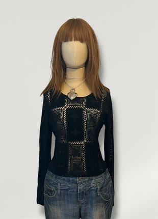 Y2K Whimsigoth Crochet Suede Sweater, merk: Top Vintage, staat: Heel goed, maat: L / 40 / 12, € 17,50, € 19,08 inclusief Kopersbescherming Pro