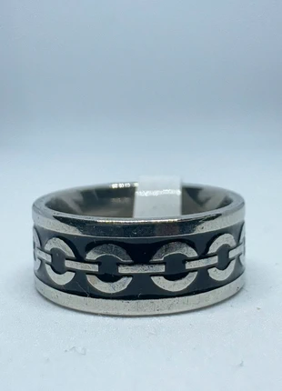 Bague acier inoxydable chaîne – Design industriel argent/noir 🔗, état: Neuf sans étiquette, taille: 17,3 mm, 6,00 €, 7,00 € Protection acheteurs (Pro) incluse