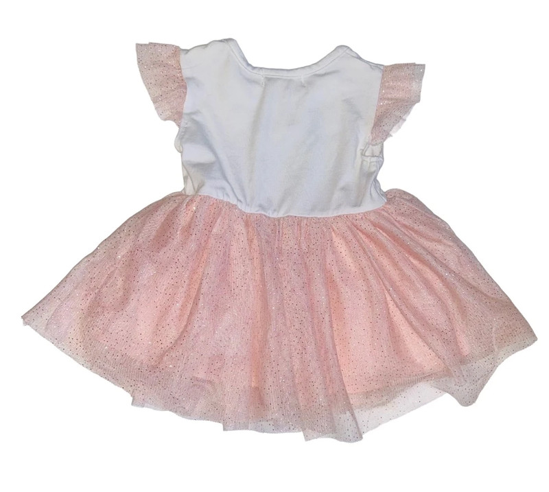 Btween Baby Dress Girls Size 6-9 Months Pink & White Cat with Tulle Skirt 2