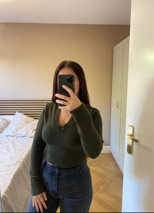 Pull Zara vert kaki col V - manches longues - doux - taille S, marca: Zara, estado: Novo sem etiquetas, tamanho: S / 36 / 8, €9.50, €10.68 inclui Proteção do Comprador