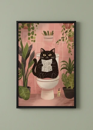 Cat toilet canvas poster 30x40cm, marca: NO LABEL, estado: Muy bueno, 20,00 €, 21,70 € Protección al comprador incluida