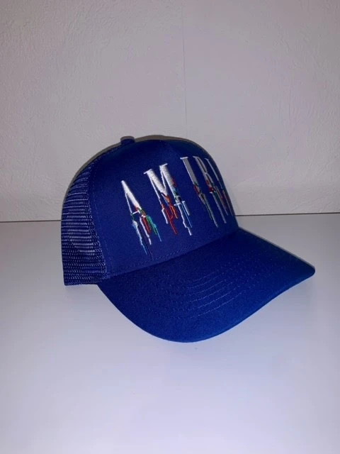 Amiri Paint Drip Trucker Hat - Blue Hats, Accessories - AMIRI34220