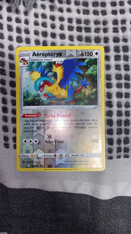 Carte Pokémon aéroptéryx revers 147/195 tempête argenté