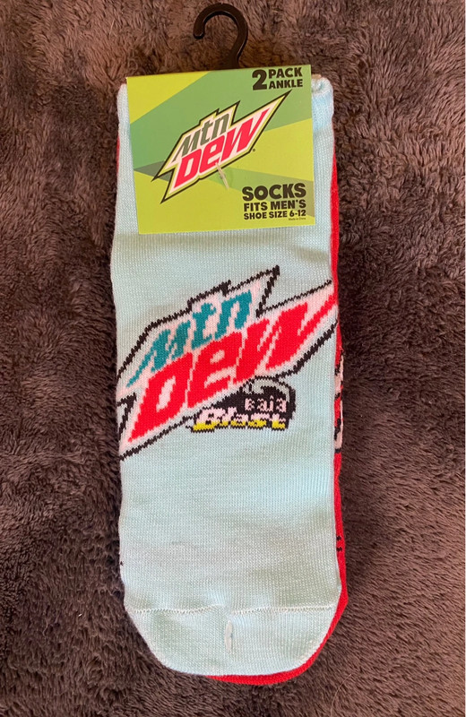 New! NWT Mountain Dew Code Red Baja Blast Novelty Socks-2 pair 1