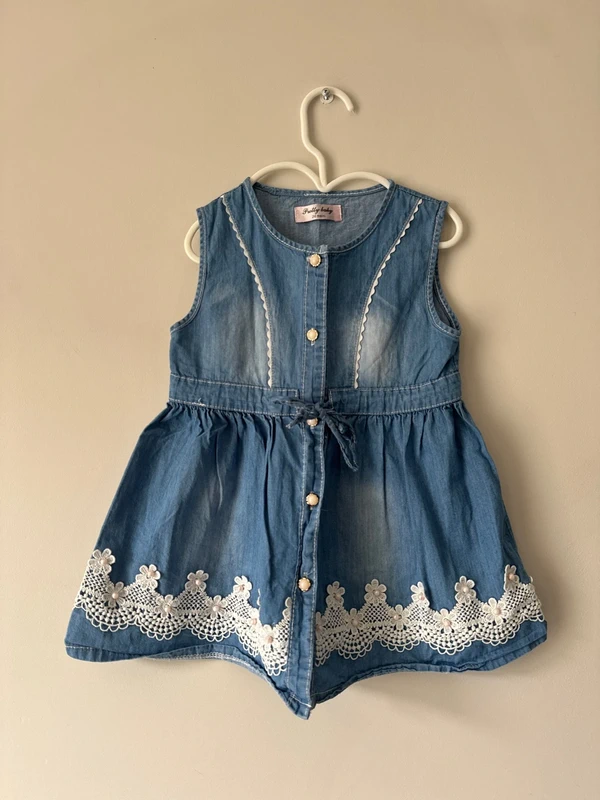 👗 robe effet jeans avec perle - bébé fille - 24 mois - très bon état - pretty baby