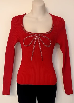 River Island Red Ribbed Top with Rhinestone Bow – Size 8 (Brand New, No Tags), brand: River Island, condition: New without tags, size: S / 8, £7.99, £9.09 includes Buyer Protection