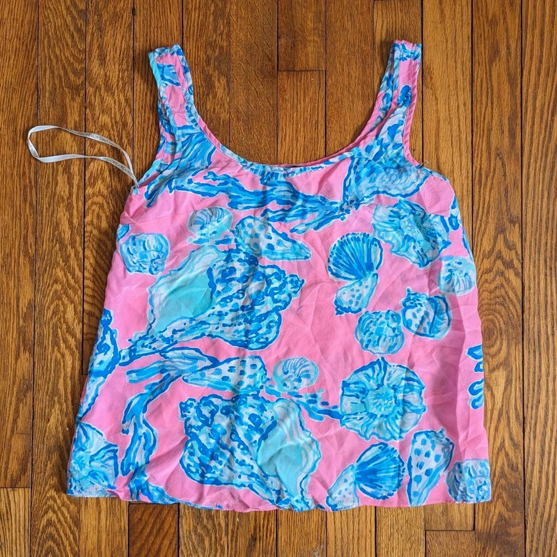 Lilly Pulitzer Silk Seashell Pink Tank Top Blouse 1