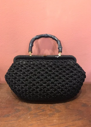 Sac à main ancien en macramé vintage noir, marque: Vintage, état: Très bon état, 50,00 €, 53,20 € Protection acheteurs (Pro) incluse