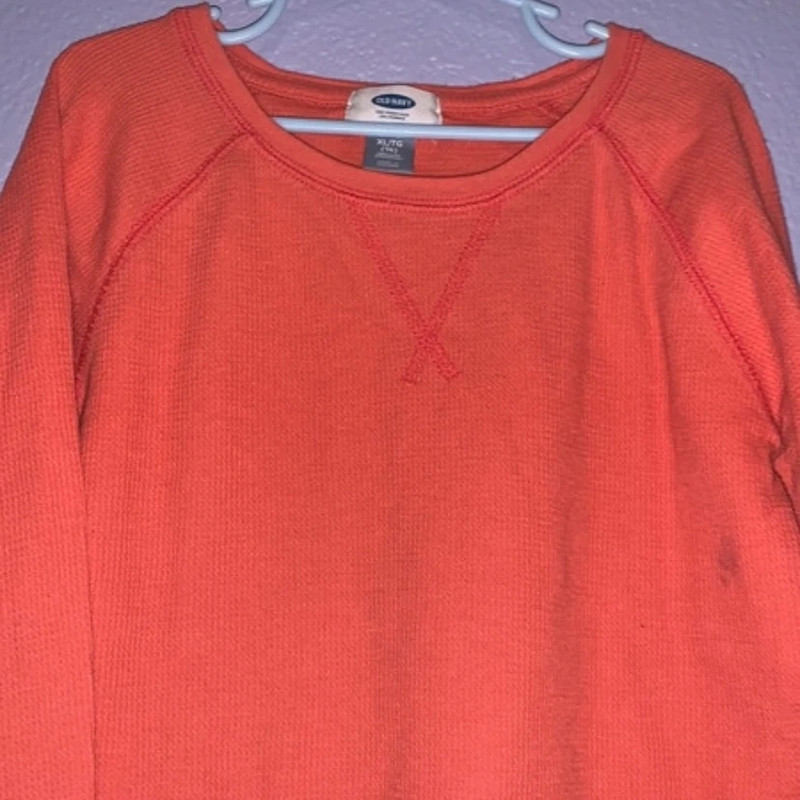 Old Navy girls 14 orange thermal long sleeve shirt 2