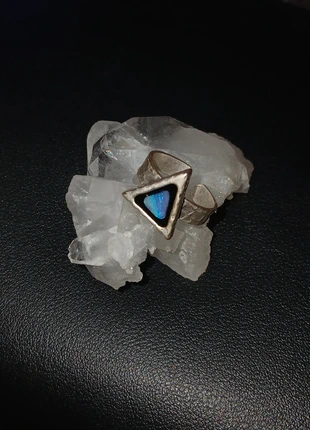 Bague ajustable Opale 5/6mm asymetrique bleu triangle australienne, condition: New without tags, size: Adjustable, €20.00, €21.70 includes Buyer Protection Pro