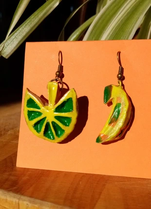 LeafNbanana boucles d'oreilles Banane et feuille, marca: Handmade, estado: Novo sem etiquetas, €20.00, €21.70 inclui Proteção do Comprador