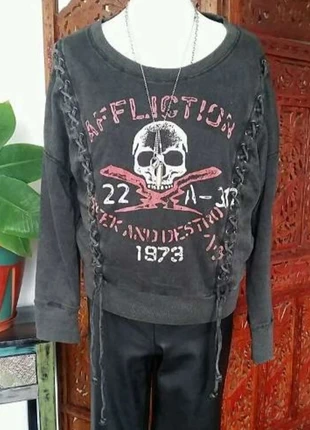 Affliction Black Premium Sweater , marke: Affliction, zustand: Sehr gut, größe: L / 40 / 12, 45,00 €, 47,95 € inklusive Vinted-Käuferschutz