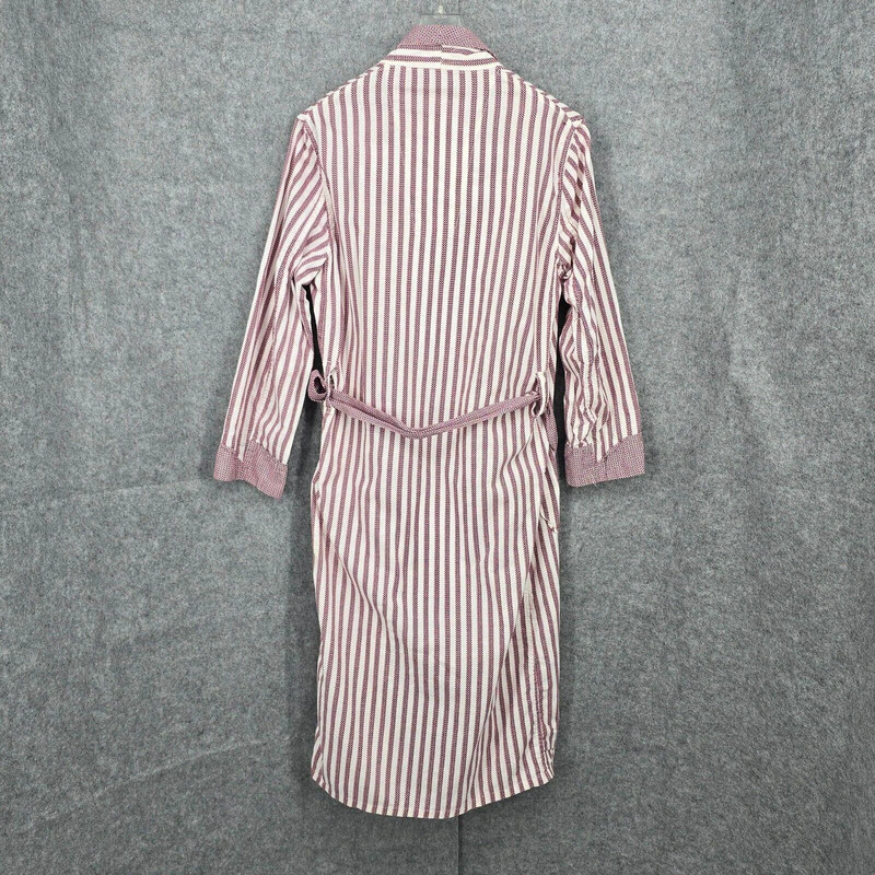 Vintage Sears Pilgrim Striped Robe 36/38 Red White Belt Collar Pockets Wash & We 4