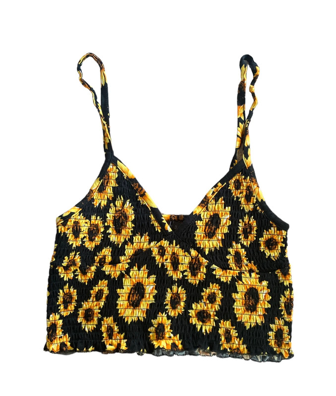 Faded Rose juniors size medium sunflower pattern crop top camisole 1