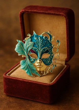 Broche Vintage Máscara Veneciana Joya Barroca Retro Vintage Brooch Baroque Jewelry, merk: Vintage Unique Jewelry, staat: Heel goed, € 22,00, € 23,80 inclusief Kopersbescherming