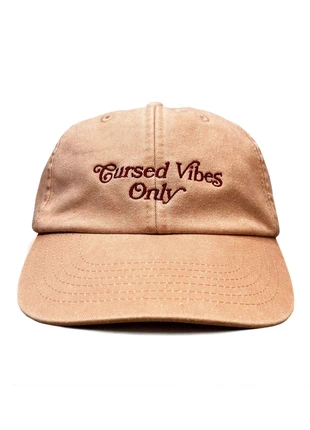 Cursed Vibes Only Embroidered Dad Cap - Washed Peach 1010x, brand: Vivian Flytrap, condition: Very good, size: One size, £12.00, £13.30 includes Buyer Protection Pro