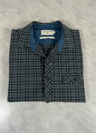 Chemise Chevignon slim fit homme M – Carreaux bleu/gris, col chambray style casual chic Code 296N, brand: Chevignon, condition: Very good, size: M, €24.00, €25.90 includes Buyer Protection Pro