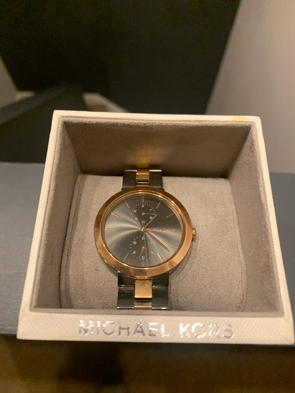 Michael kors grey and shop rose gold watch