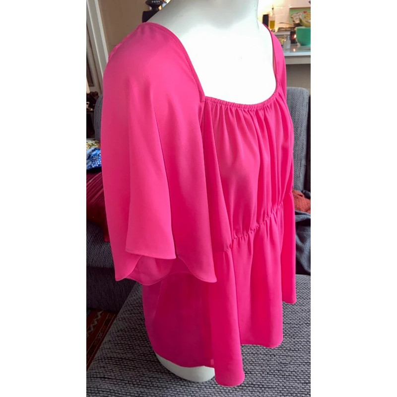 NWT $49 Bold Elements Sht-slv Pink Boho Top, Sz XL 2