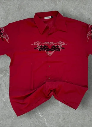 Chemise rouge motifs tribal dragons - style Y2K / vintage cyber - XXL, brand: Vintage Dressing, condition: Very good, size: XXL, €14.90, €16.35 includes Buyer Protection
